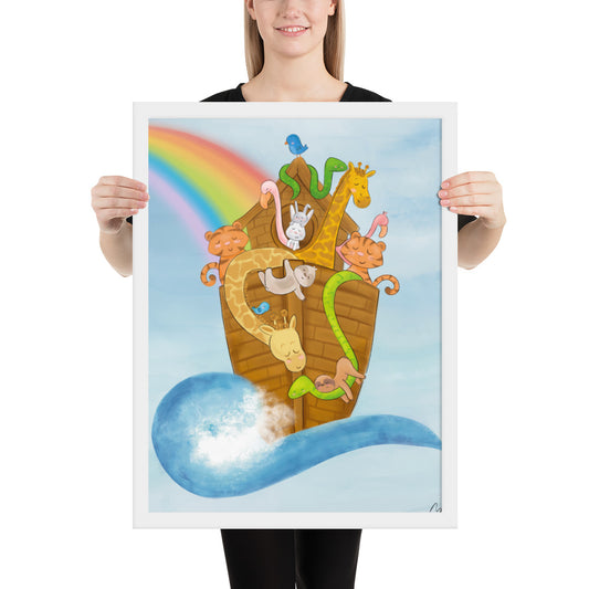 Bible for Kids Framed Poster Illustration - Noah's Ark